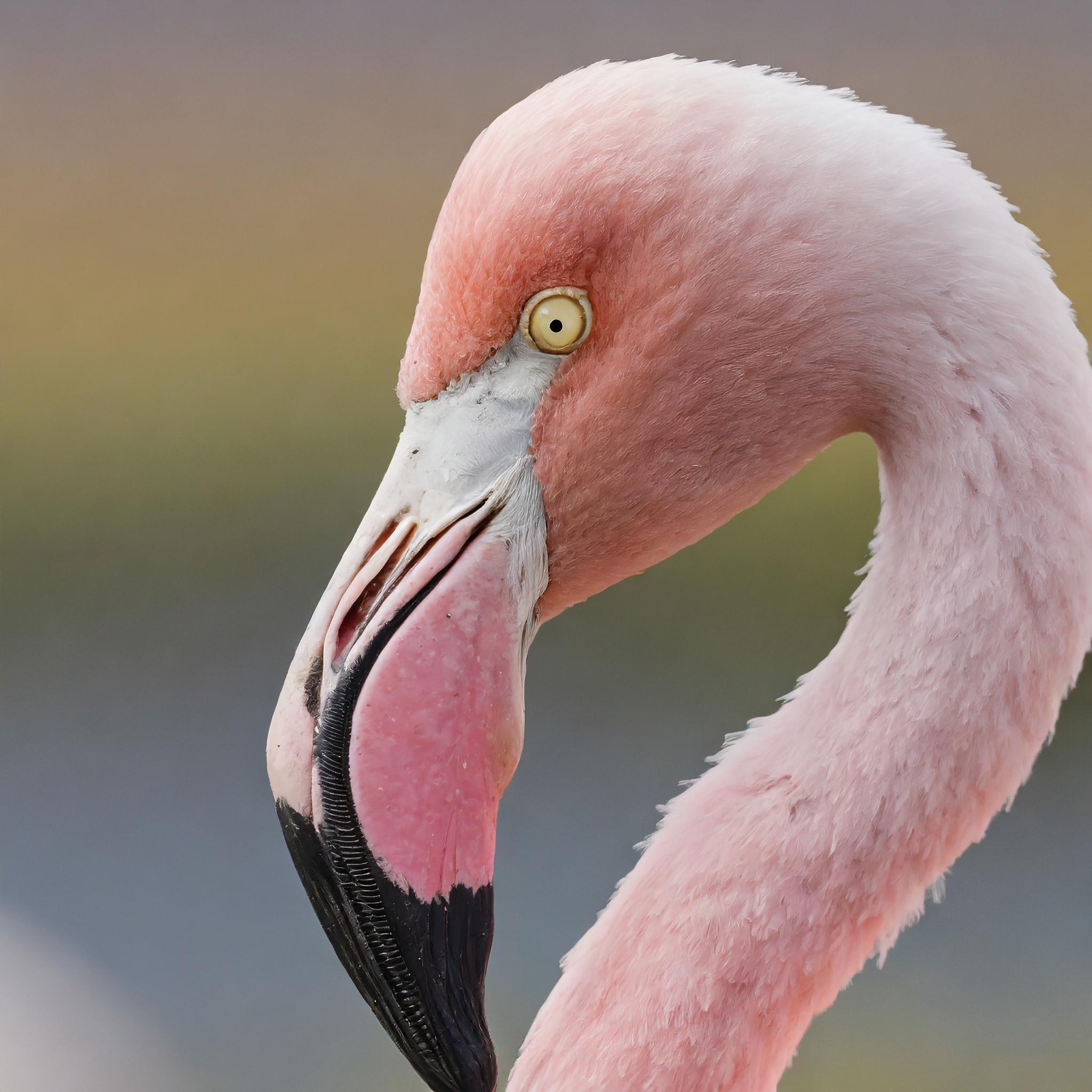 Portrait of an Andean flamingo in Patagonia